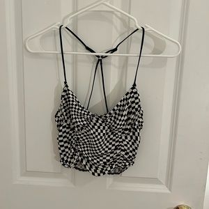 Strappy black and white cropped top